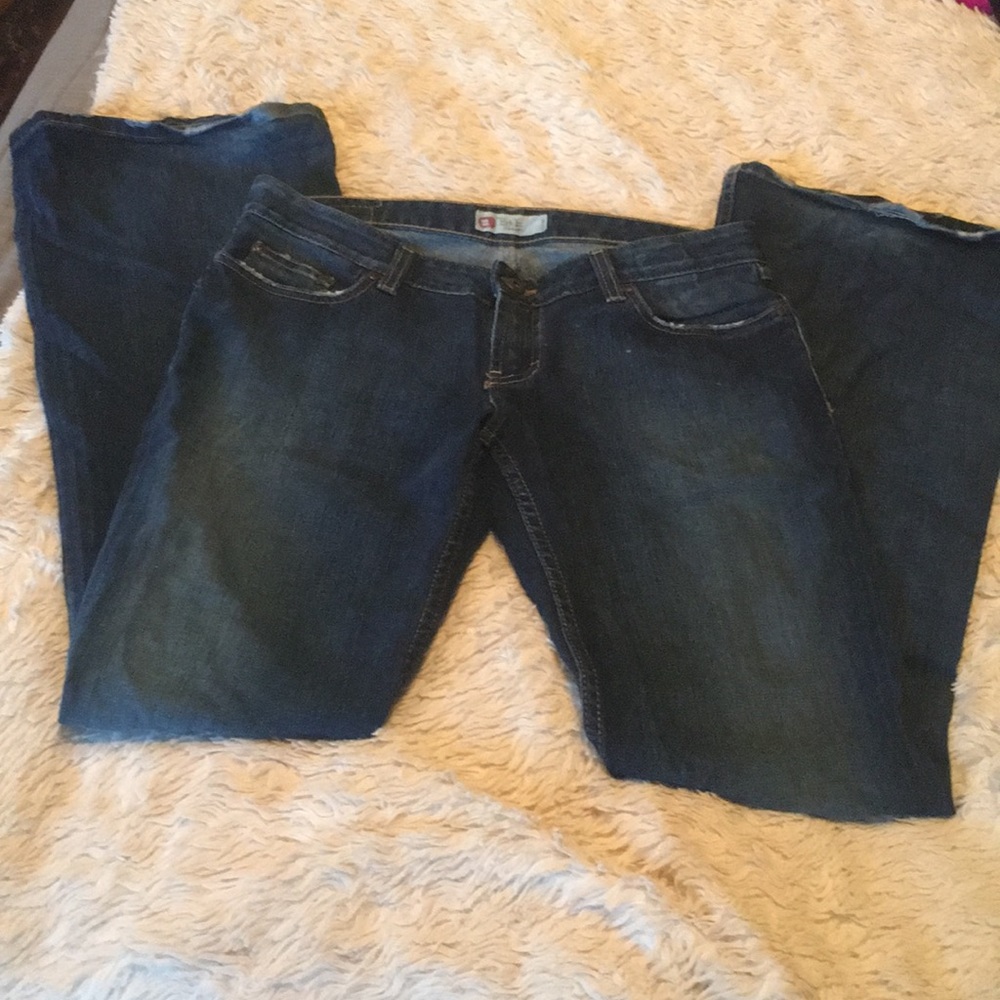 BKE Dark Wash Distressed Boot Cut Jeans